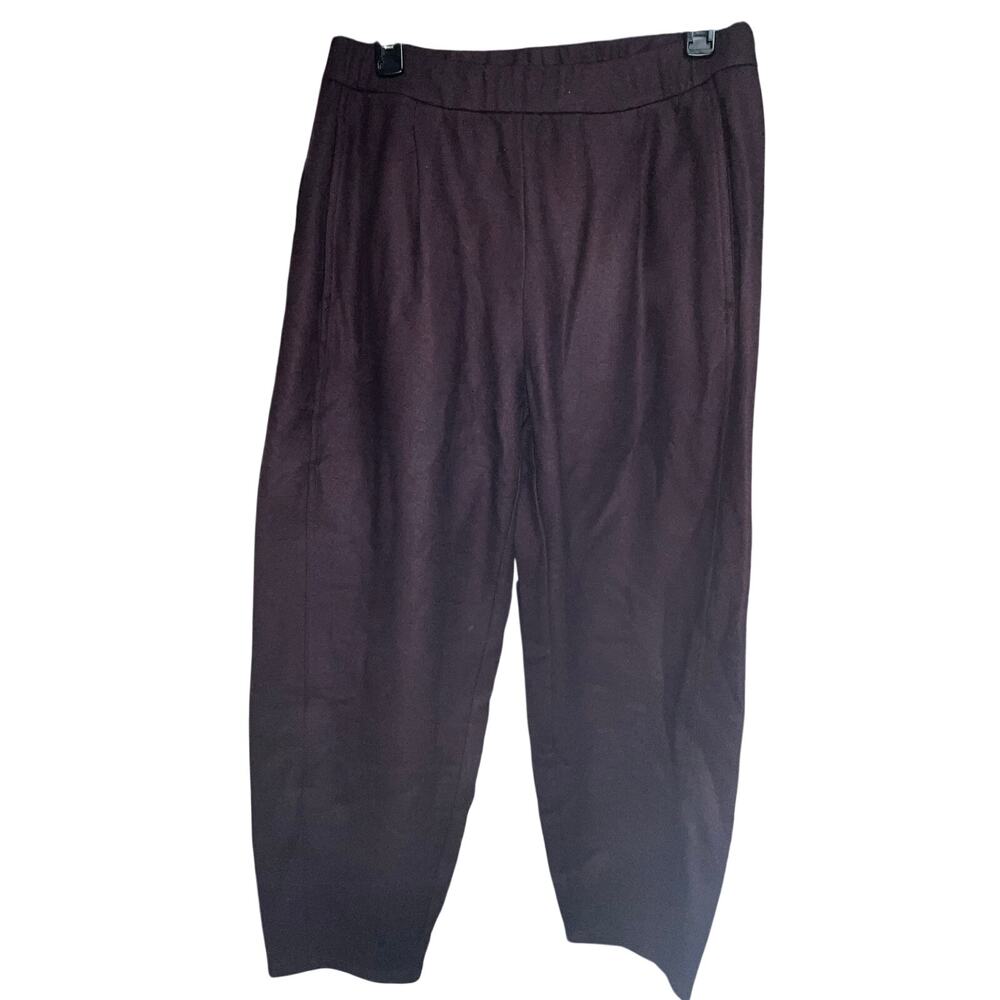 Eileen Fisher Barrel Leg Old Money Wool Crop Pants Plum NWOT Petite Medium PM - Picture 3 of 7